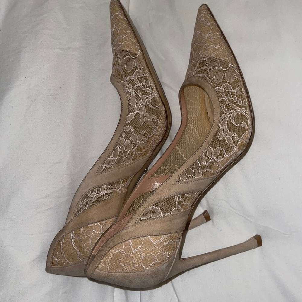 Dior lace suede pumps